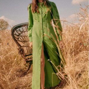 NWT SEZANE Selma Dress - Linen Long Sleeve Embroidered. Sz. Small